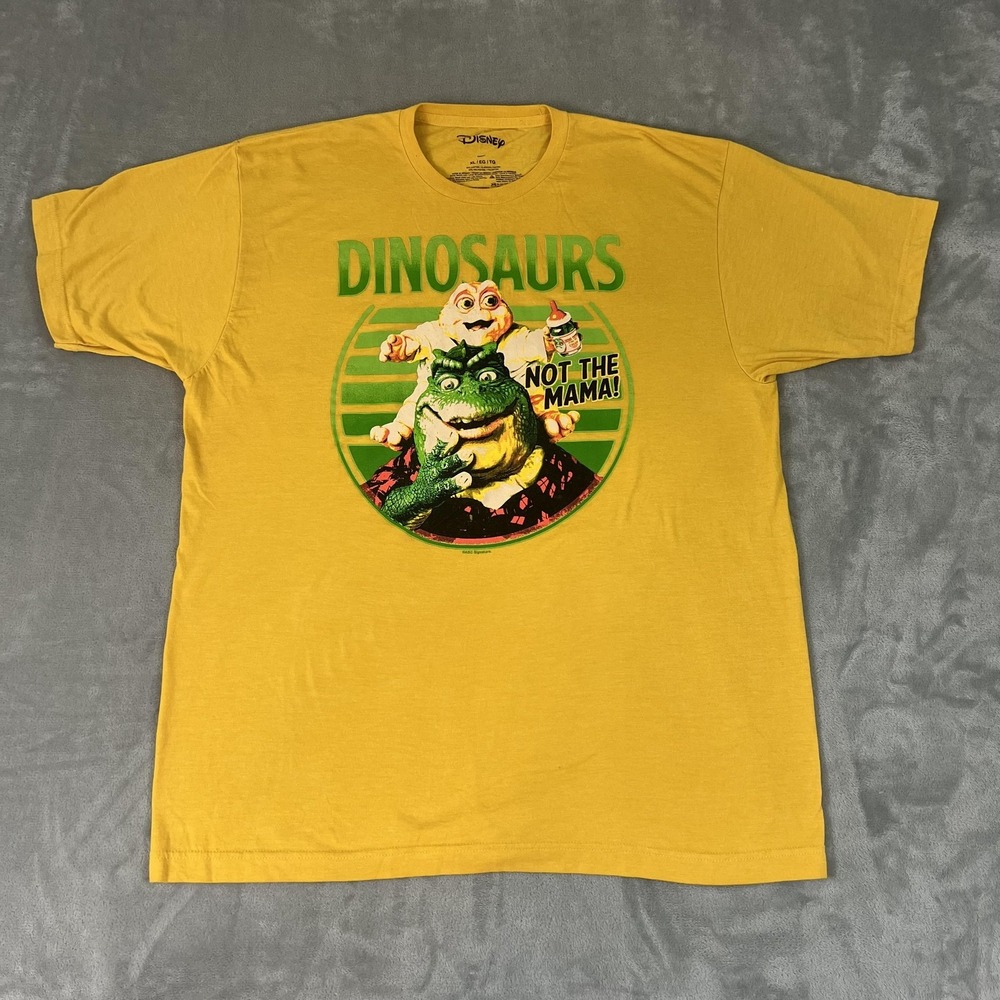 Disney Shirt Mens XL Yellow Dinosaurs Baby Sinclair Not The Mama Graphic Tee
